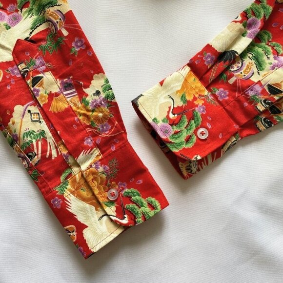 NAKED & FAMOUS JAPAN TSURU FESTIVAL CAMP BUTTON DOWN SHIRT - M - Picture 8 of 10